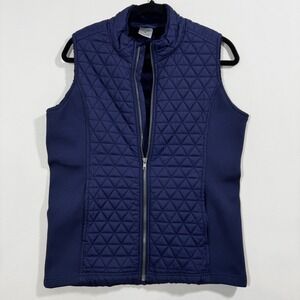 Levelwear Quilted Full Zip Vest Navy Blue Gilet Women L Warm Layering Outdoor